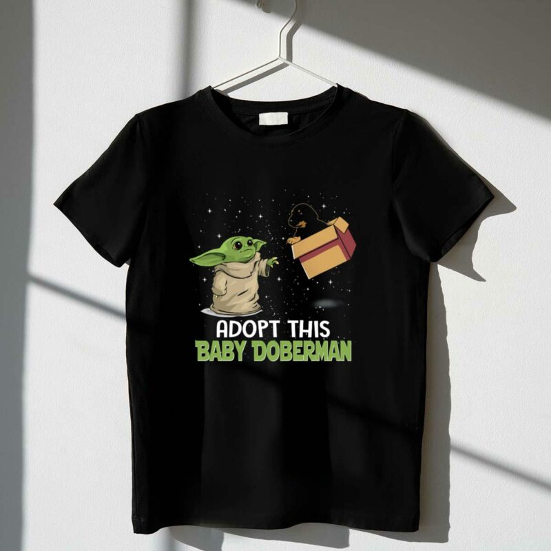 adopt this baby doberman baby yoda puppy star wars t shirt t shirt 1 1