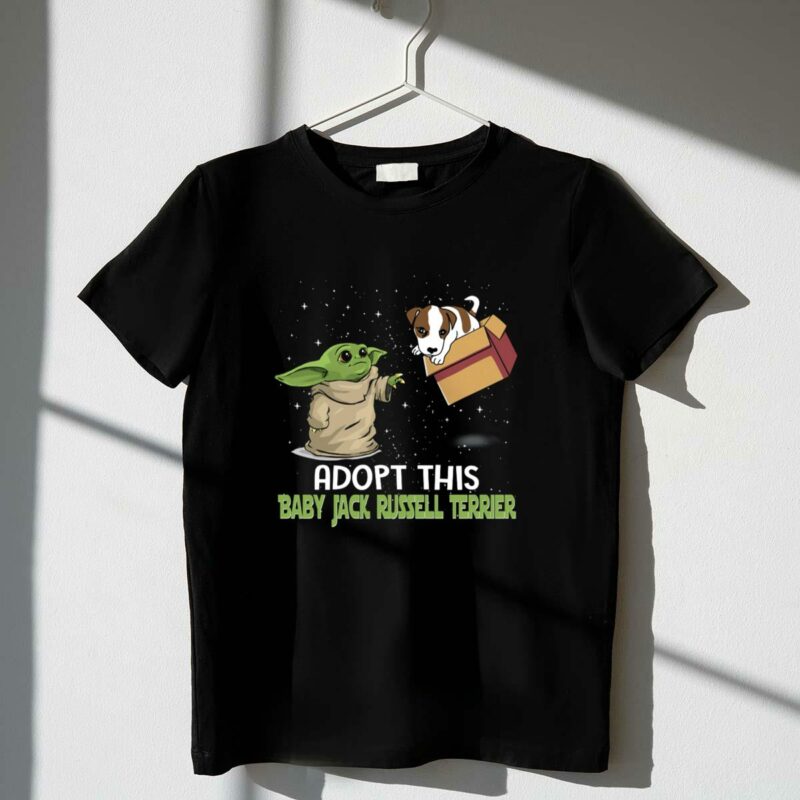 adopt this baby jack russell terrier star wars meme yoda t shirt t shirt 1 1