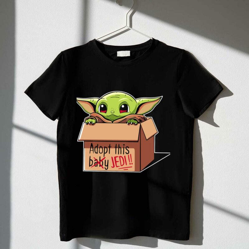 adopt this baby jedi in box iconic star wars t shirt t shirt 1 1