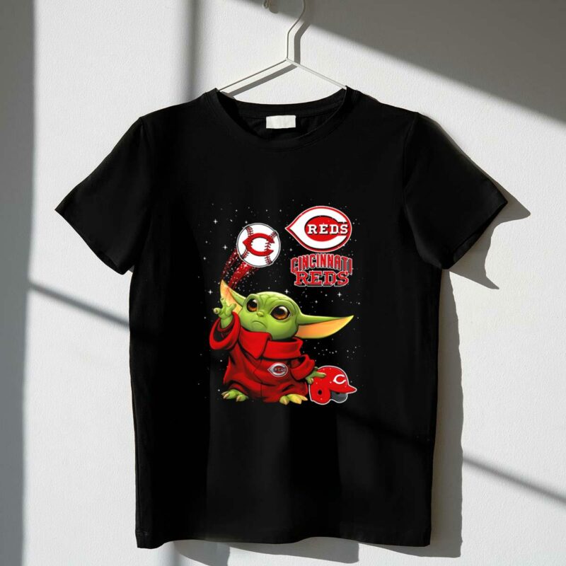 baby yoda cincinnati reds baseball star wars crossover t shirt t shirt 1 1