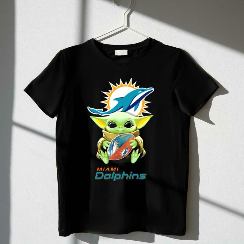 baby yoda hug miami dolphins football star wars tailgate t shirt t shirt 1 1
