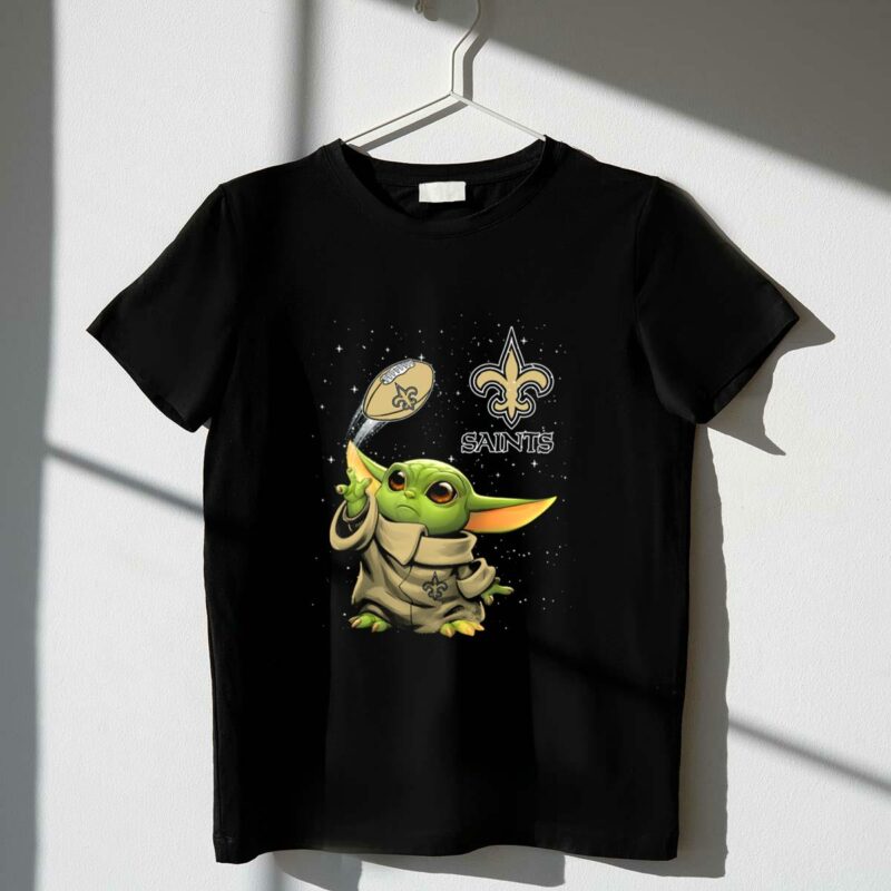 baby yoda new orleans saints football star wars collaboration t shirt t shirt 1 1
