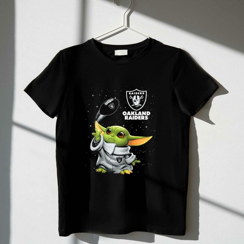 baby yoda oakland raiders football star wars fan merchandise t shirt t shirt 1 1