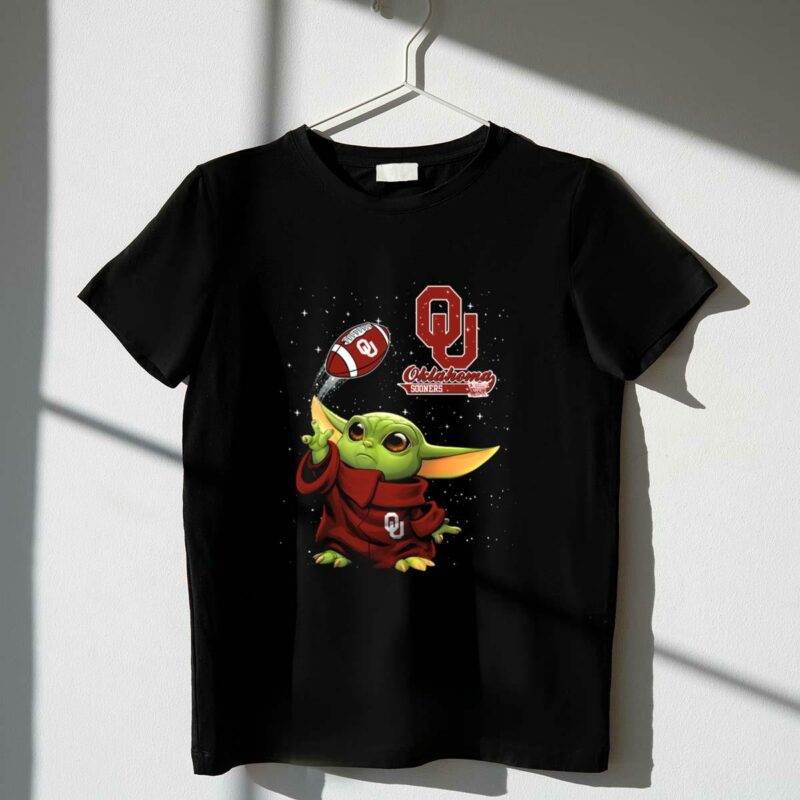 baby yoda oklahoma sooners football star wars crossover t shirt t shirt 1 1