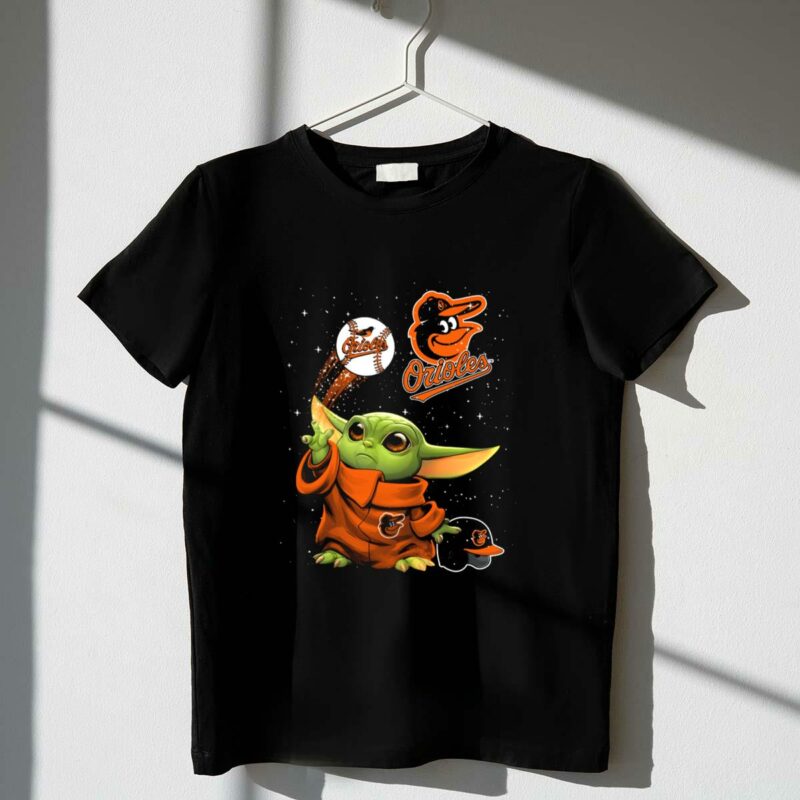 baby yoda orioles baseball star wars crossover baltimore orioles fan gear t shirt t shirt 1 1