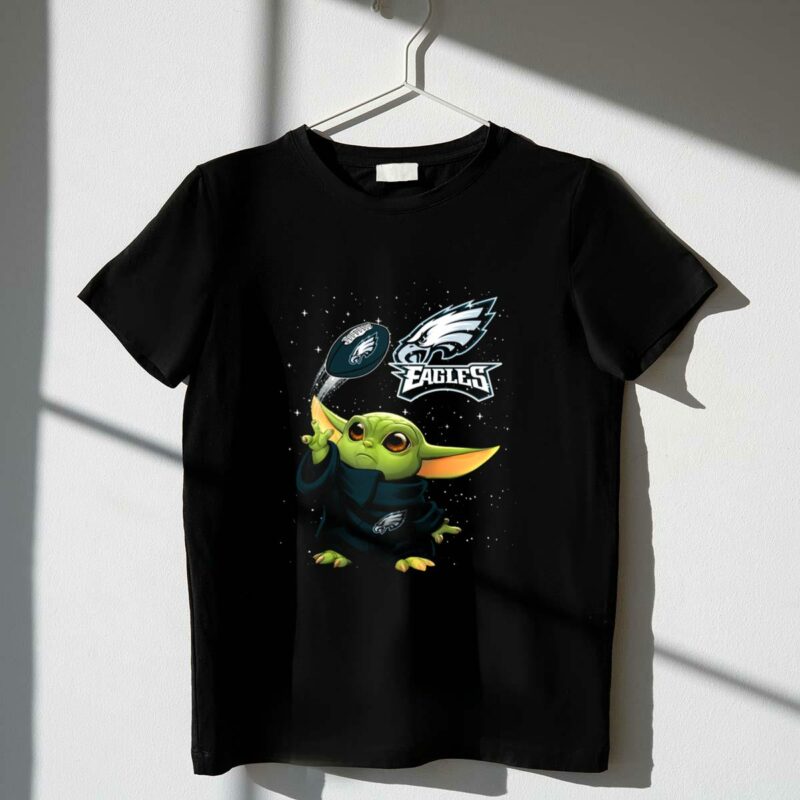 baby yoda philadelphia eagles football force star wars galaxy fan t shirt t shirt 1 1