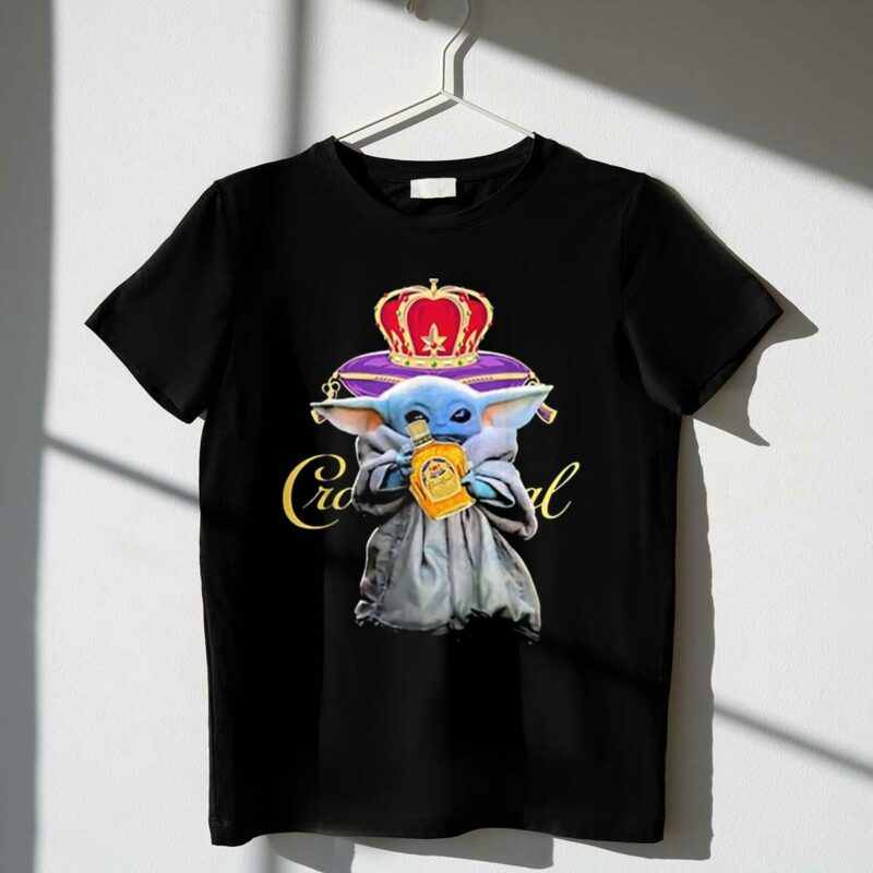 baby yoda with crown royal bottle and crown icon star wars t shirt t shirt 1 1
