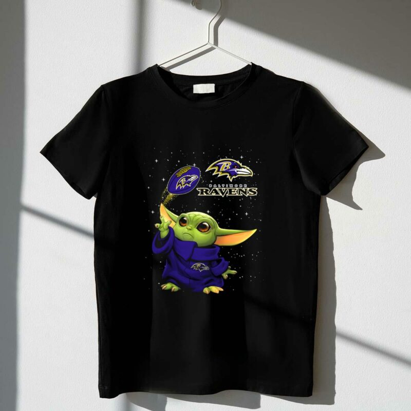 baltimore ravens baby yoda star wars football crossover t shirt t shirt 1 1