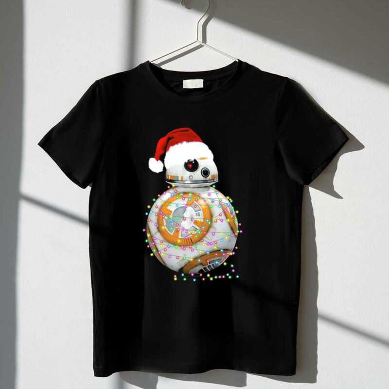 bb 8 christmas lights droids star wars holiday santa hat t shirt t shirt 1 1