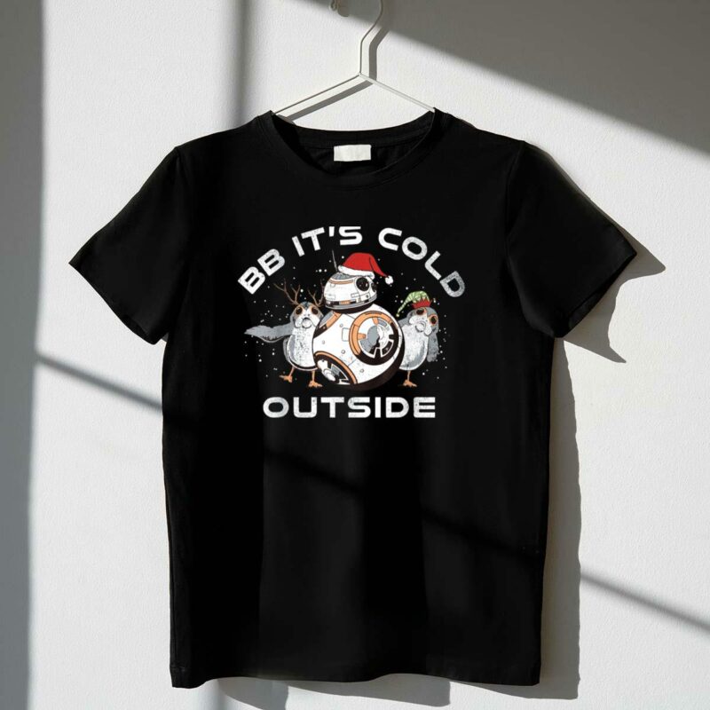 bb its cold outside star wars bb 8 porg santa hat t shirt t shirt 1 1