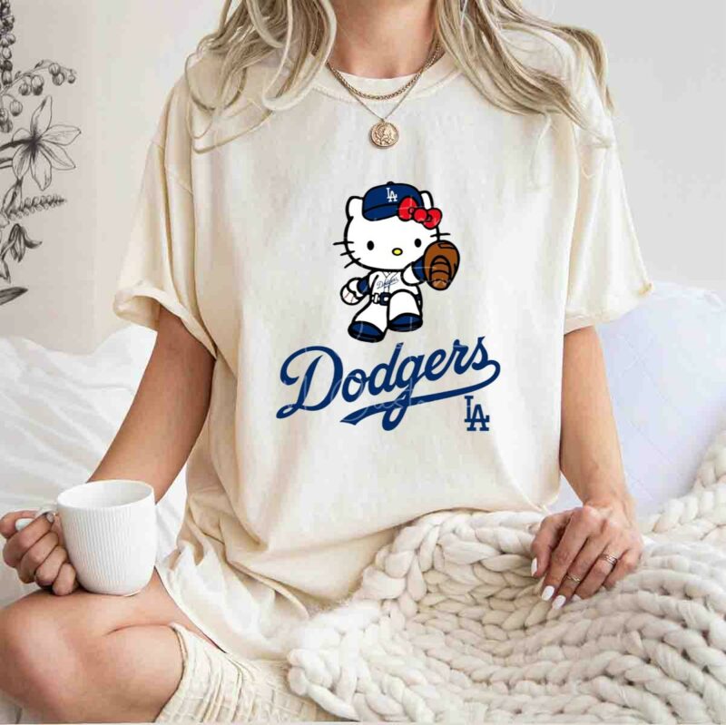 blue kitty baseball los angeles dodgers t shirt t shirt 1 1