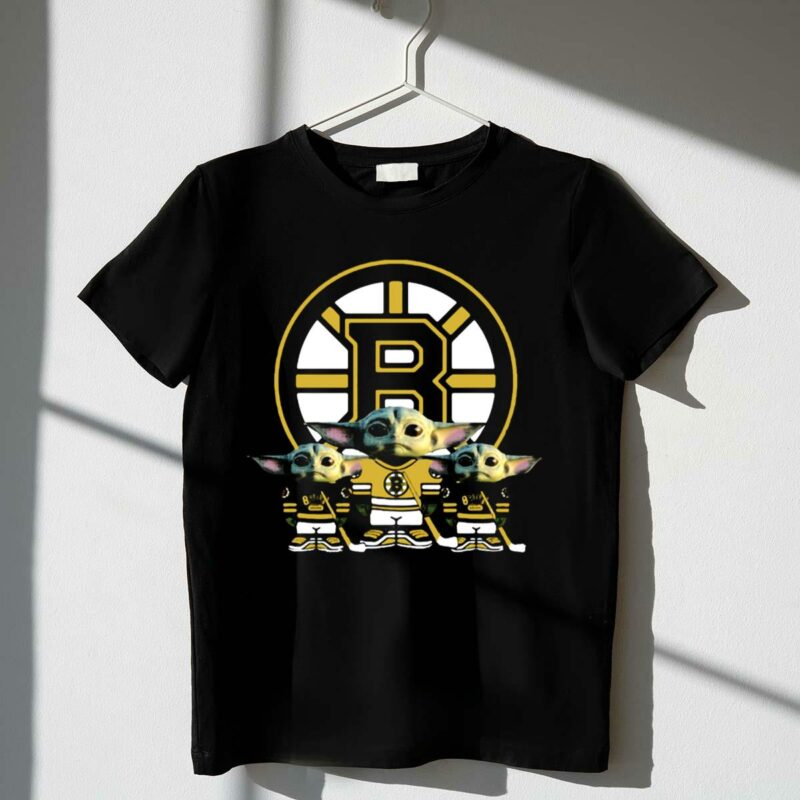 boston bruins baby yoda trio hockey team mandalorian star wars t shirt t shirt 1 1