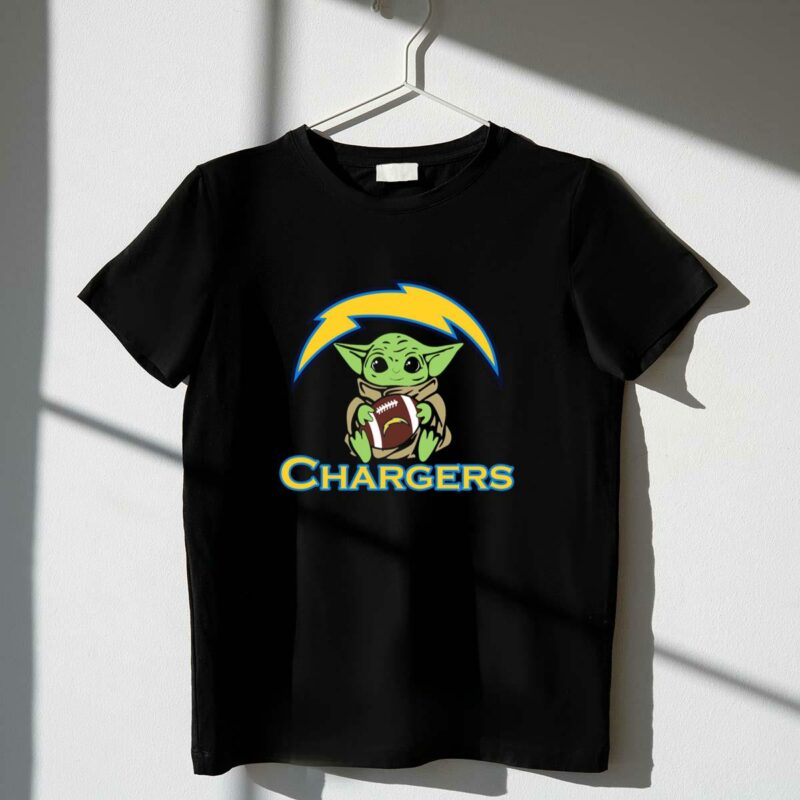 chargers baby yoda star wars football t shirt t shirt 1 1