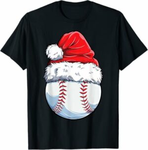 Christmas Baseball Ball Santa Hat Xmas T-Shirt