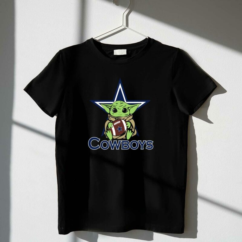 cowboys baby yoda holding football star wars mandalorian dallas star t shirt t shirt 1 1
