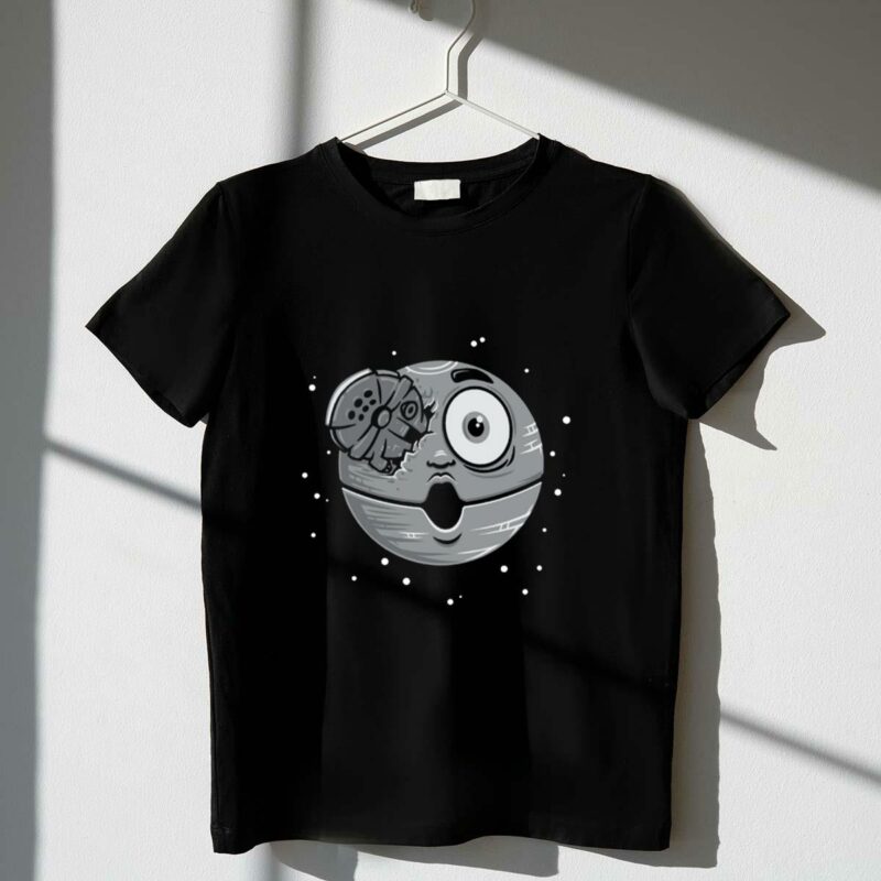 crash falcon collides with death moon star wars t shirt t shirt 1 1