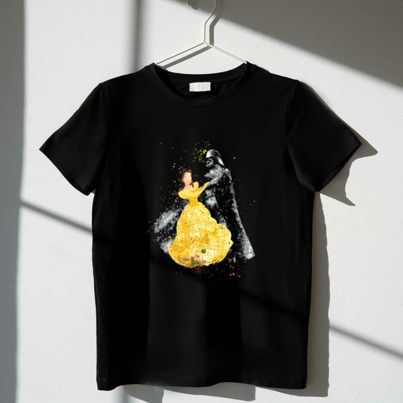dancing with beauty and darth vader star wars crossover t shirt t shirt 1 1