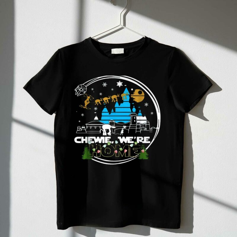 disney star wars chewie were home snowflake millennium falcon christmas trees t shirt t shirt 1 1