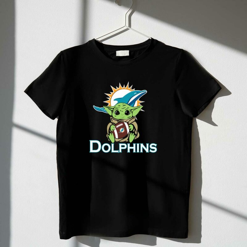 dolphins baby yoda star wars football fusion t shirt t shirt 1 1