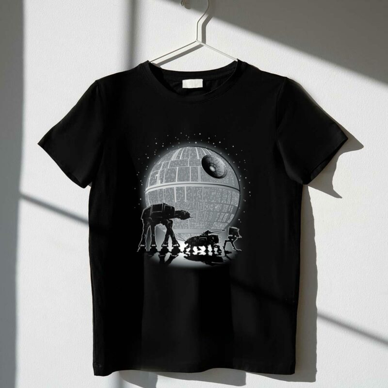 droids walking in death star moon star wars at at evolution t shirt t shirt 1 1