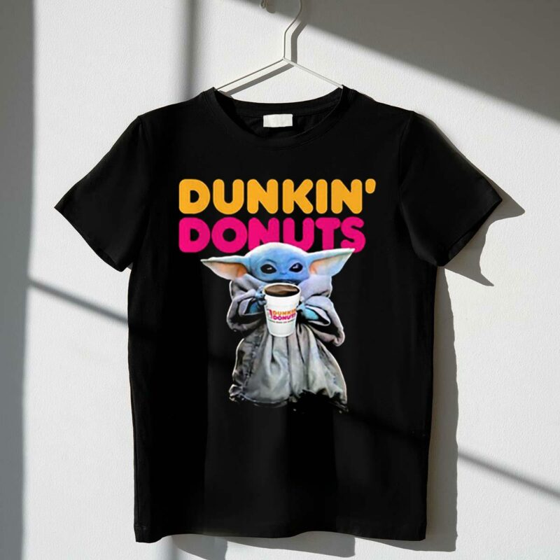 dunkin donuts baby yoda star wars coffee cup t shirt t shirt 1 1