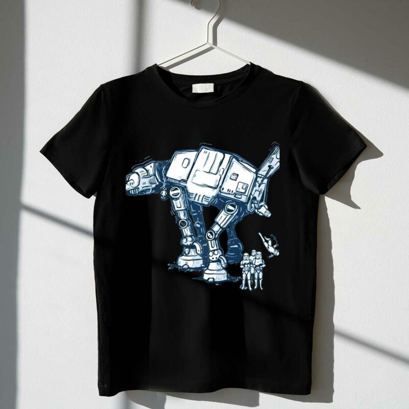 funny at at star wars droids with stormtroopers and imperial walker t shirt t shirt 1 1