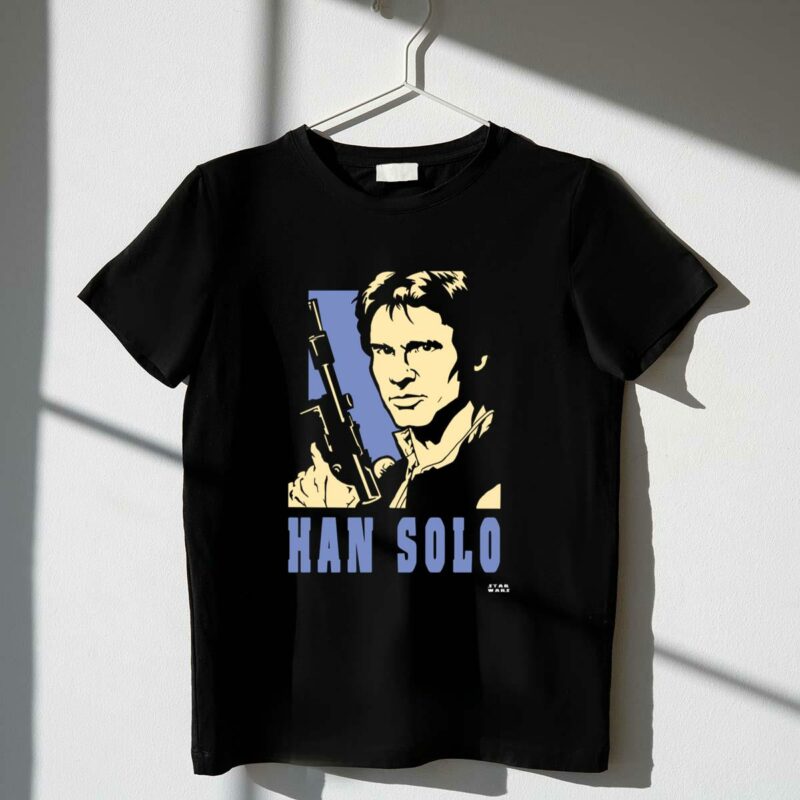 han solo star wars vintage style graphic with blaster t shirt t shirt 1 1
