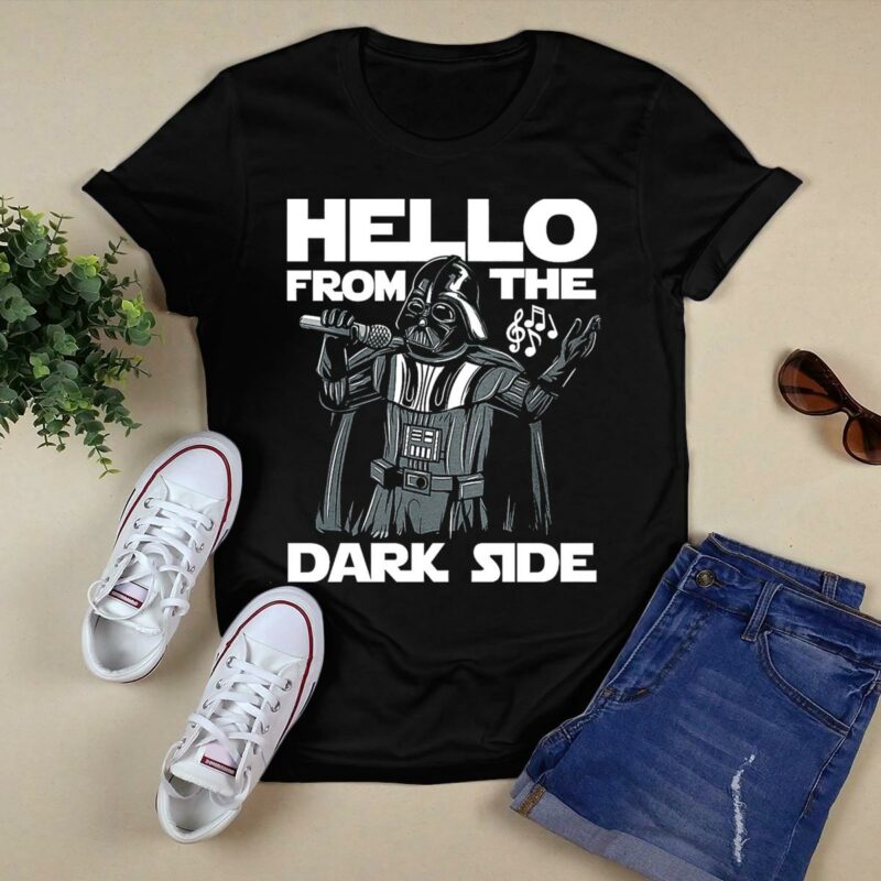 hello from the dark side darth vader star wars singing microphone musical notes t shirt t shirt 0