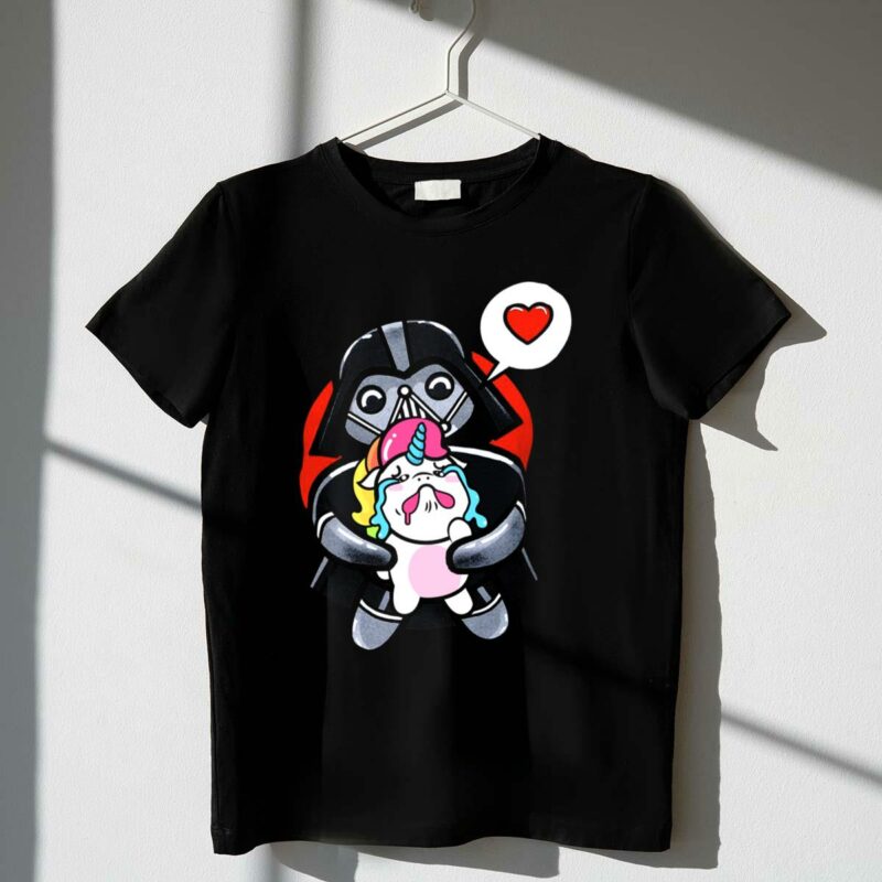 hug crying unicorn darth vader heart speech bubble star wars t shirt t shirt 1 1