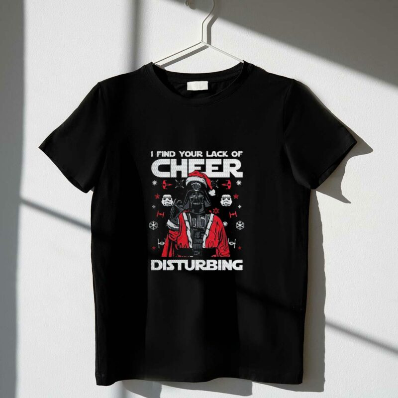 i find your lack of cheer disturbing darth vader santa star wars holiday t shirt t shirt 1 1