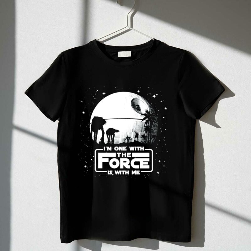 im one with the force is with me death star moon star wars t shirt t shirt 1 1