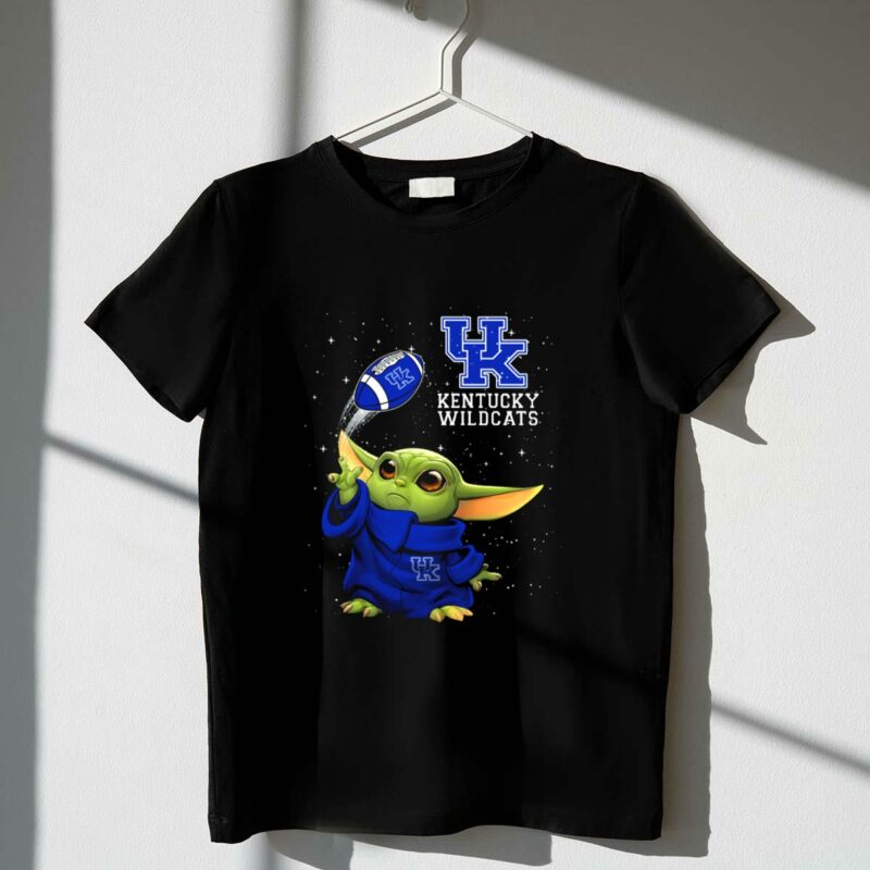 kentucky wildcats baby yoda football throwing star wars crossover t shirt t shirt 1 1