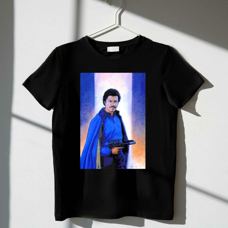 lando calrissian holding blaster star wars character t shirt t shirt 1 1