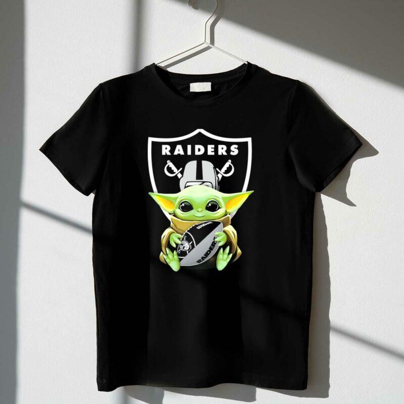 las vegas raiders baby yoda hugging football star wars raiders t shirt t shirt 1 1