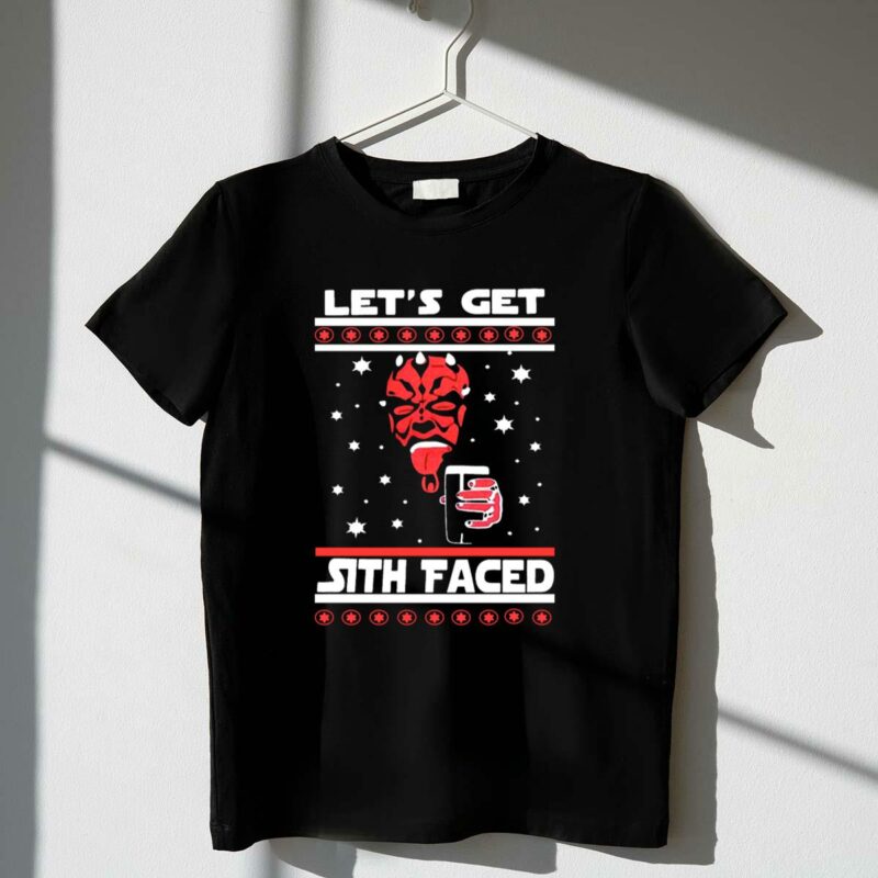 lets get sith faced ugly christmas star wars with darth maul and drink t shirt t shirt 1 1
