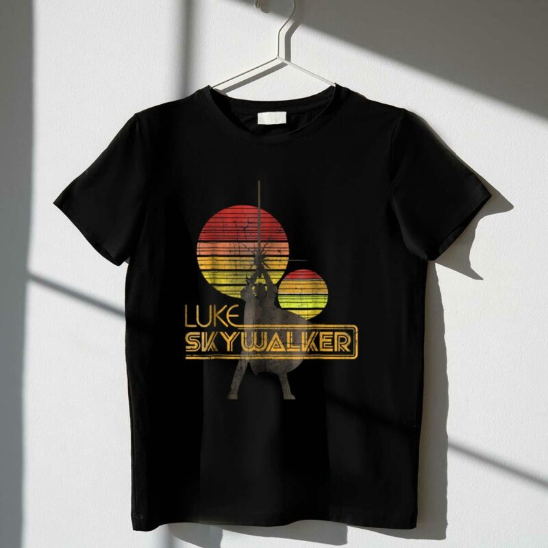 luke skywalker tatooine sunset silhouette star wars t shirt t shirt 1 1