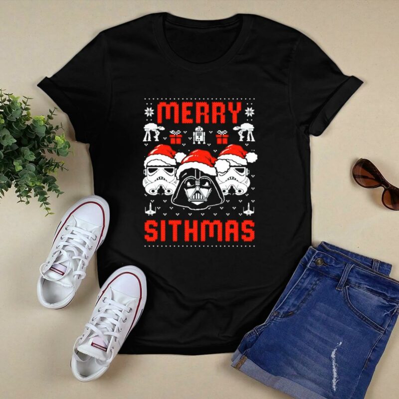 merry sithmas the mandalorian ugly darth vader stormtrooper christmas star wars t shirt t shirt 0