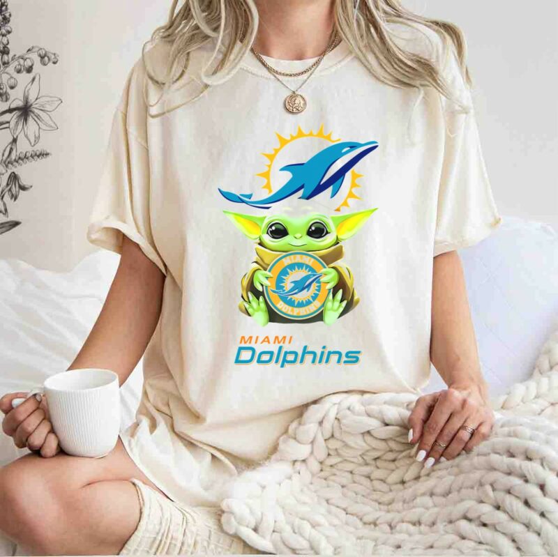 miami dolphins baby yoda hugging logo star wars white t shirt t shirt 1 1
