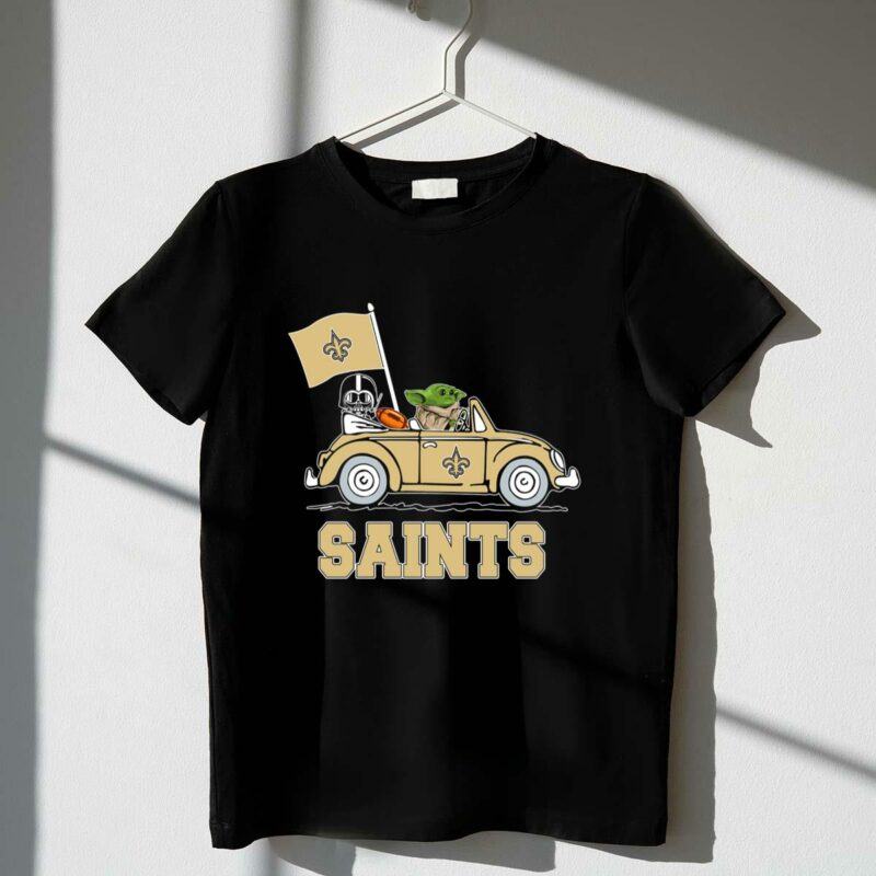new orleans saints darth vader baby yoda car star wars driving t shirt t shirt 1 1