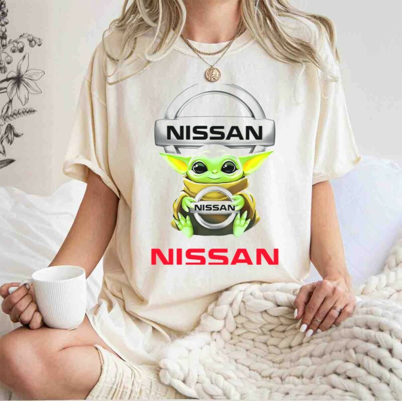 nissan baby yoda hugging logo star wars white t shirt t shirt 1 1