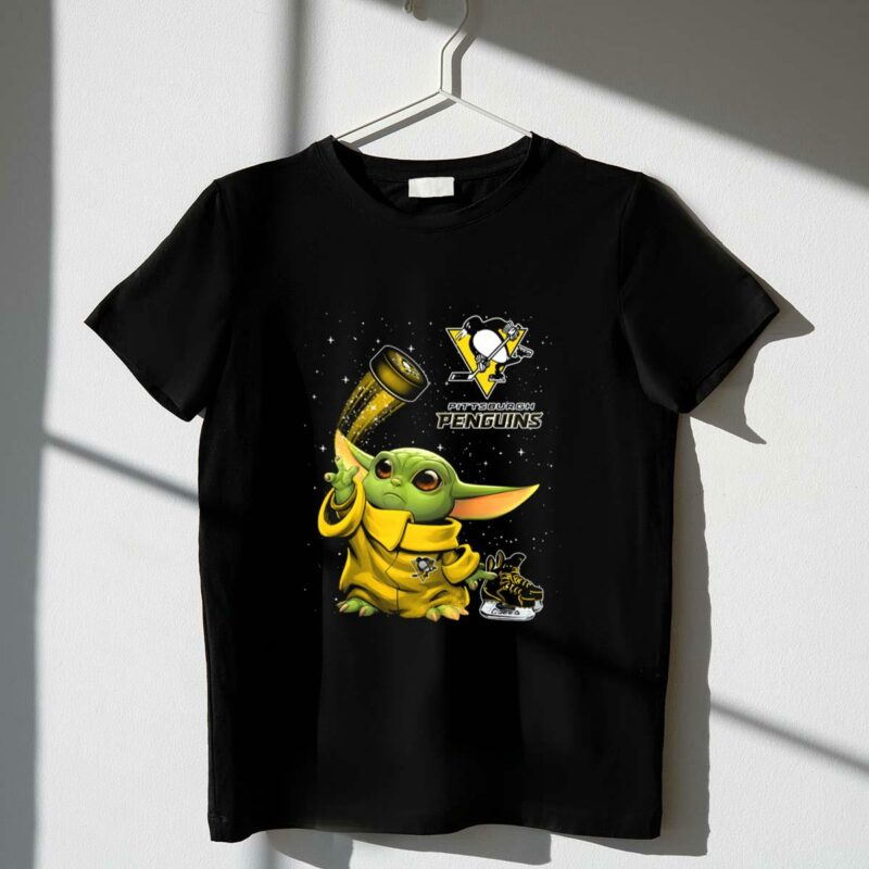pittsburgh penguins baby yoda hockey star wars crossover t shirt t shirt 1 1