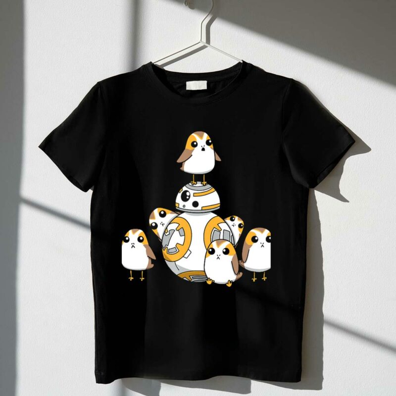 porgs playing around bb 8 from star wars t shirt t shirt 1 1
