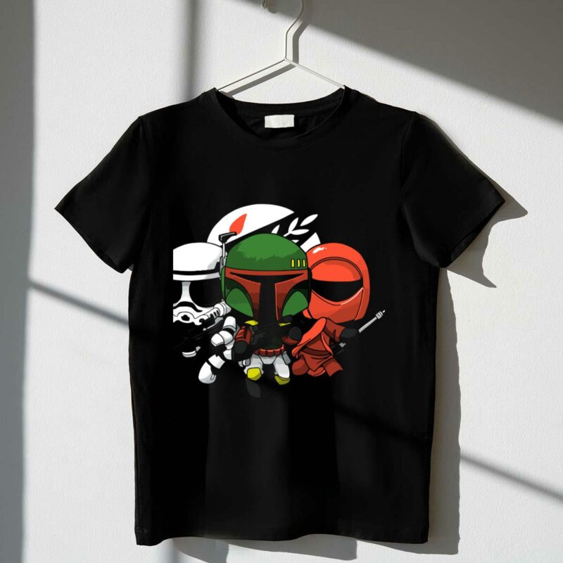 power minions star wars bounty hunter and stormtrooper trio t shirt t shirt 1 1