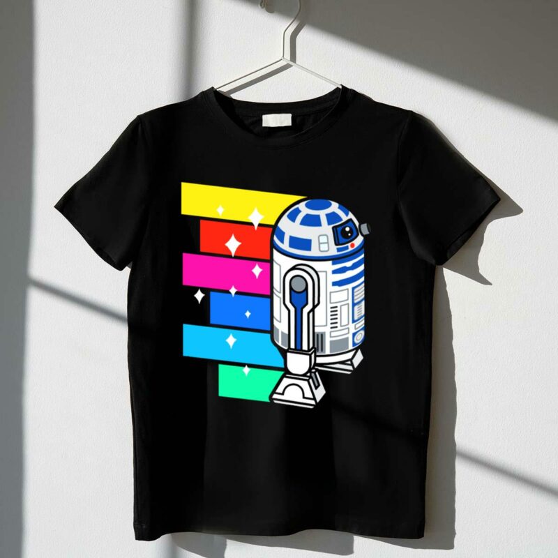 r2 d2 star wars zoom rainbow stripes reflections t shirt t shirt 1 1