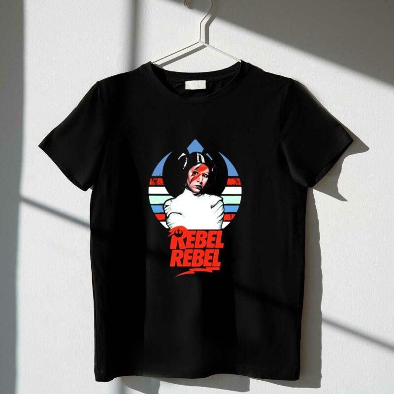 rebel rebel star wars princess leia with ziggy stardust face paint t shirt t shirt 1 1