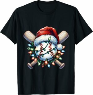 Santa Christmas Women Men Christmas Baseball Player T-Shirt