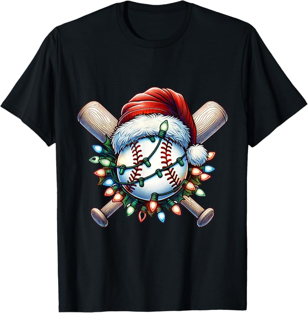 santa christmas women men christmas baseball player t shirt