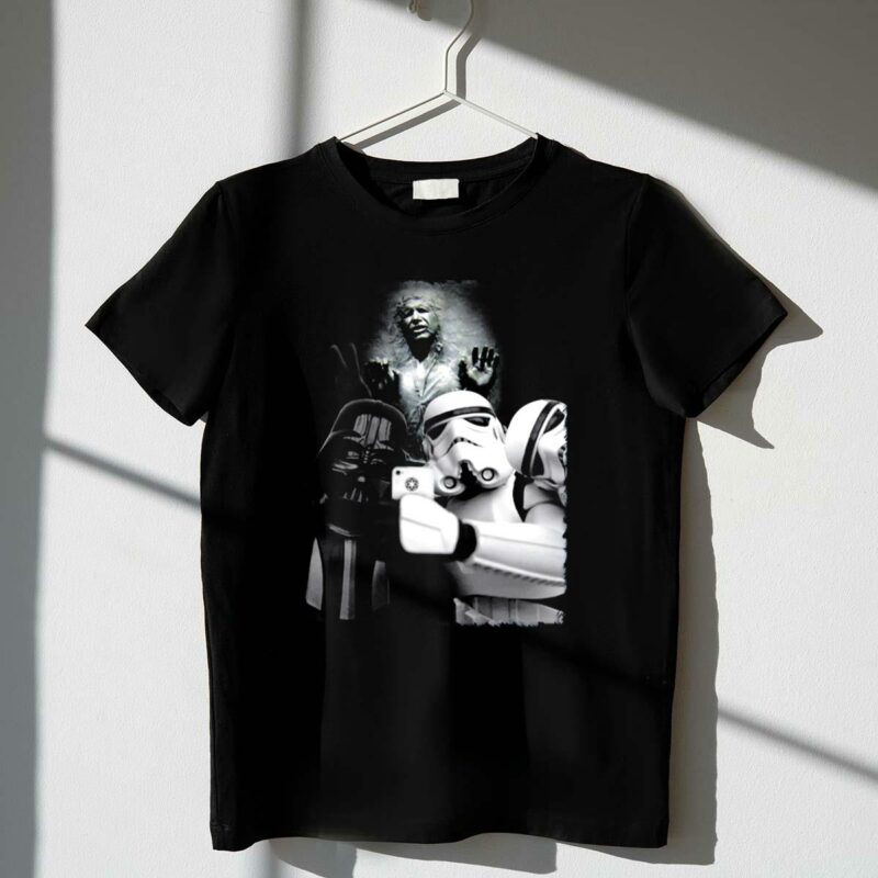 selfie together darth vader stormtroopers han solo frozen star wars t shirt t shirt 1 1