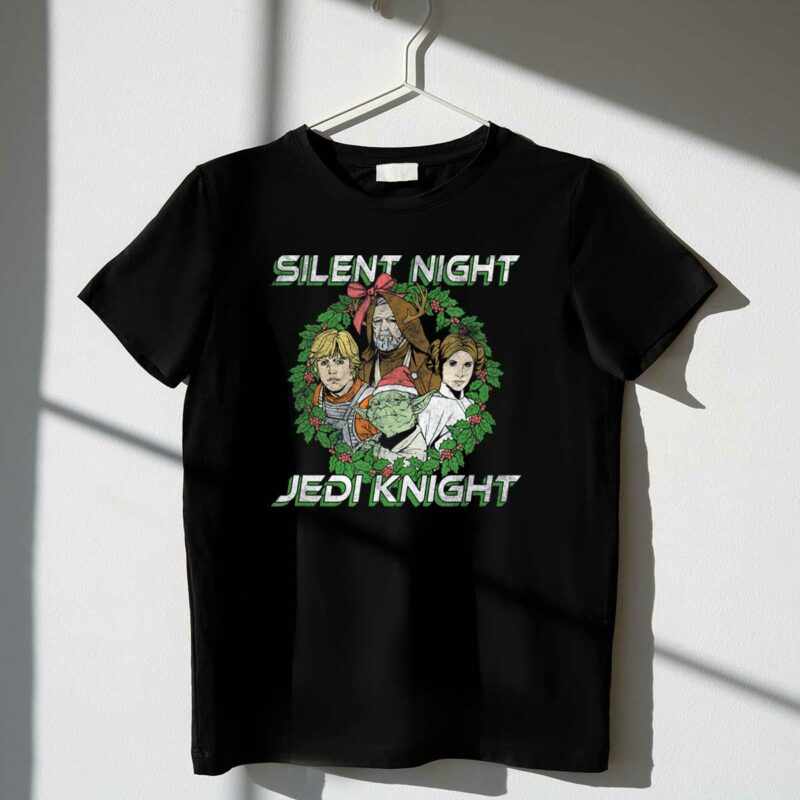 silent night jedi knight star wars christmas wreath group t shirt t shirt 1 1