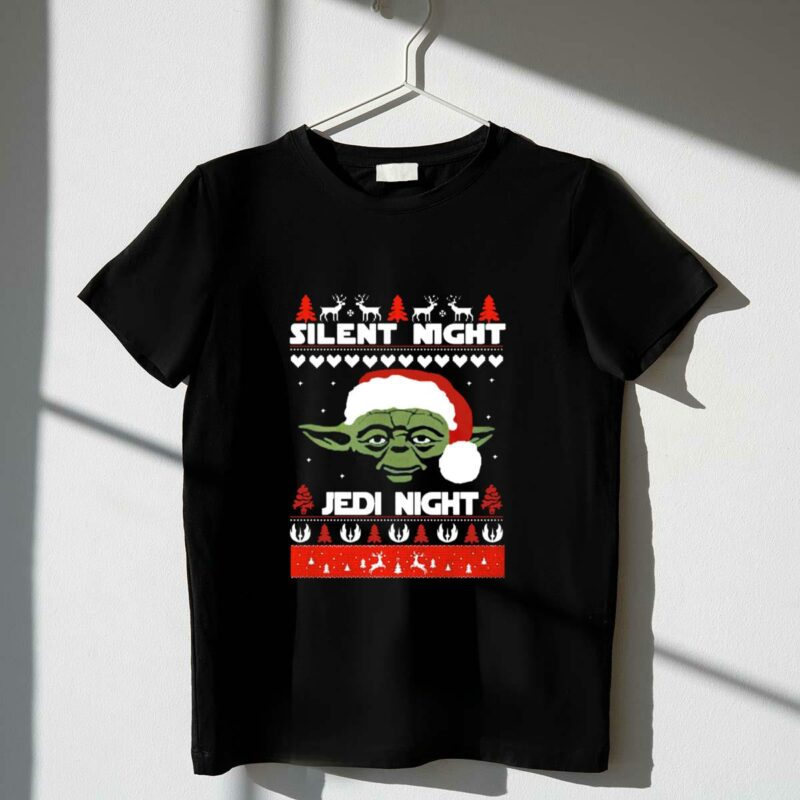 silent night jedi night yoda christmas star wars sweater holiday reindeer t shirt t shirt 1 1